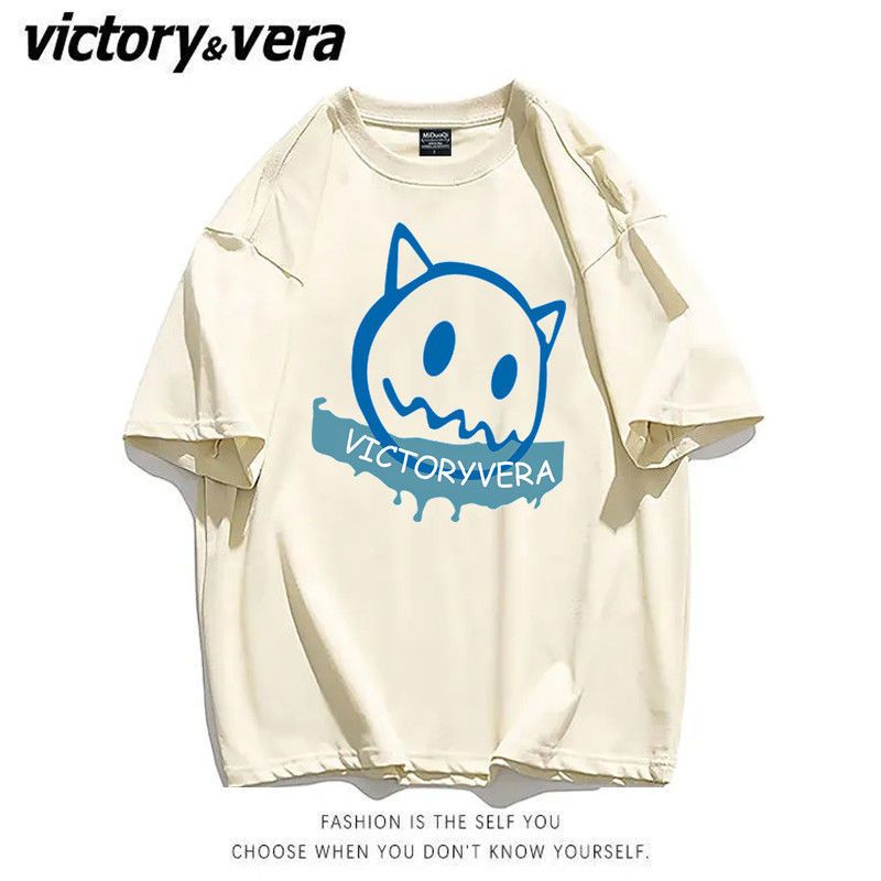 VICTORYVERA圆领短袖t恤女韩版宽松ins国潮牌美式复古印花上衣夏
