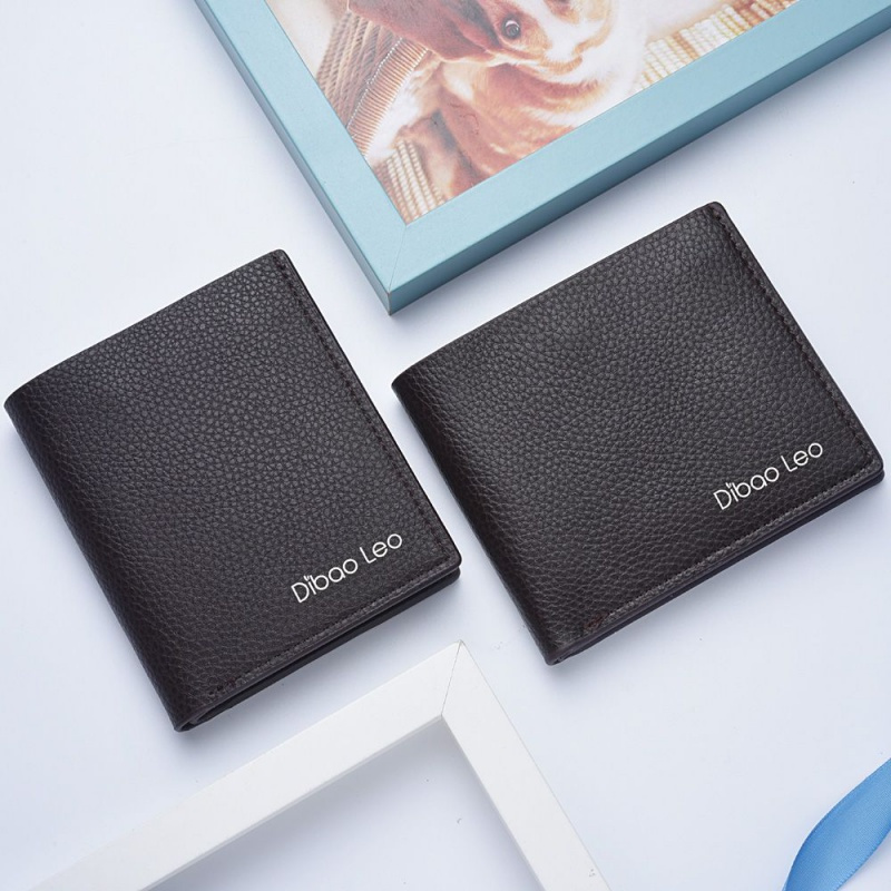 新款男士商务钱包短款拉链零钱包多卡位超薄简约钱夹荔纹