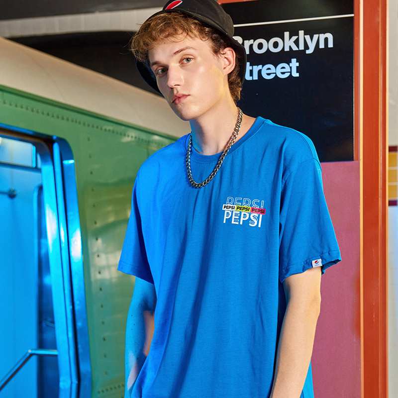 pepsi百事男女同款休闲时尚潮流宽松短款t恤bst2113