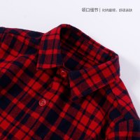 小红豆童装儿童衬衫纯棉2019春装新款男女童长袖衬衣宝宝红色格子上衣