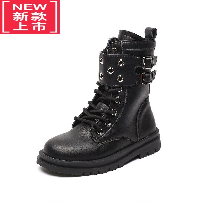 可莉允儿童靴子2022秋冬季新款童鞋男童时尚皮靴女童加棉马丁靴中大童潮图片