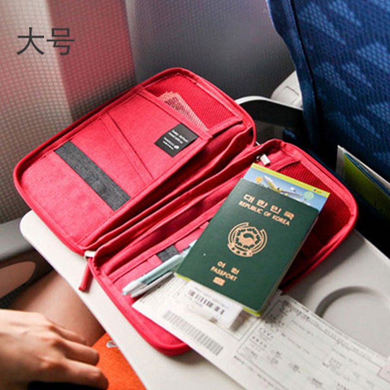 [送护照套]纯色简约出差旅游卡包多功能包出国旅行护照包多功能票据收纳包机票夹现代时尚男女通用收纳包