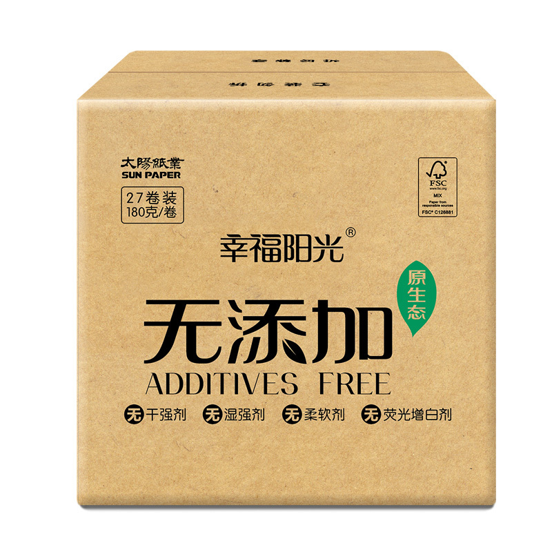 幸福阳光 卷纸 四层 180g 27卷 有芯卷纸 卫生纸 (整箱销售)