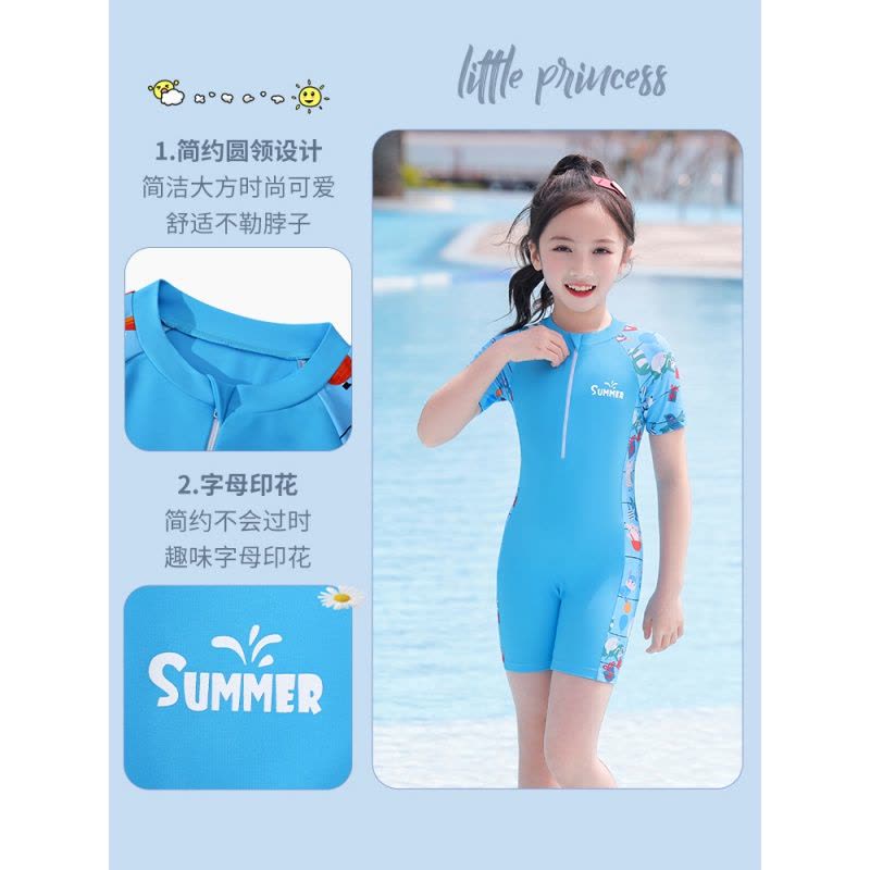 儿童泳衣连体女童孩2022新款中大童可爱宝宝洋气训练夏游泳衣图片
