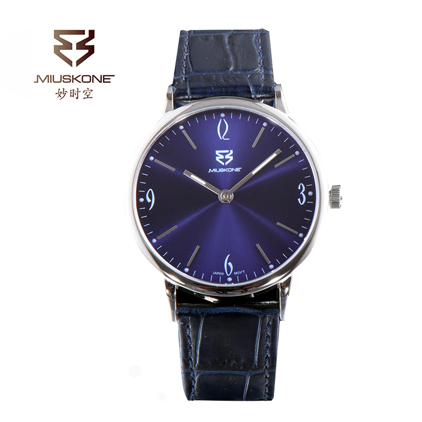 妙时空(MIUSKONE)商务精英系列 维也纳艺术设计师打造 明星同款 进口机芯 轻薄款 商务正装搭配 MS79 蓝白款