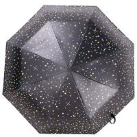 天堂伞 幻彩星辰涤丝黑胶三折晴雨伞遮阳伞太阳伞 33543E1283