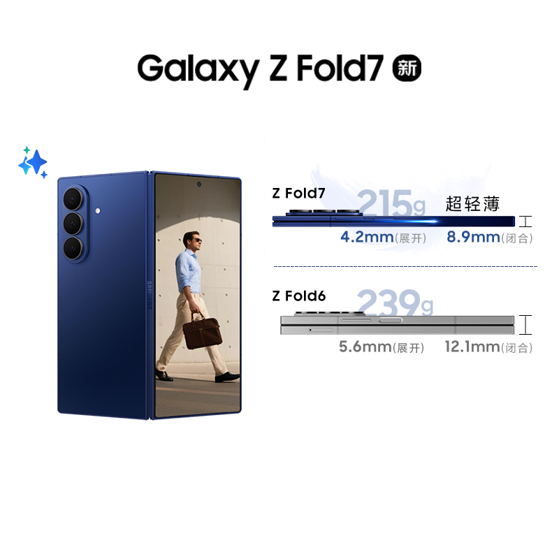 三星 Galaxy Fold7 16GB+1TB 暗影蓝 2亿像素 AI手机 折叠屏手机