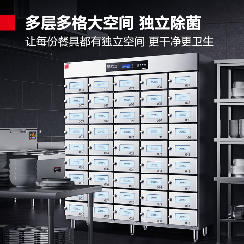 德玛仕多格保洁柜独立室消毒柜商用不锈钢格子保洁柜企业单位用消毒碗柜XDZ675-45M[45格]220/380V