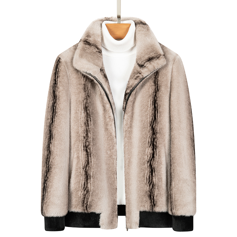 免费试穿高端金貂绒毛呢夹克冬季新款男时尚翻领加厚保暖皮草外套潮