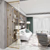 现代轻奢不锈钢屏风隔断铁艺玄关客厅金属玫瑰金中式折叠定制装饰_917 玫瑰金（一平方）