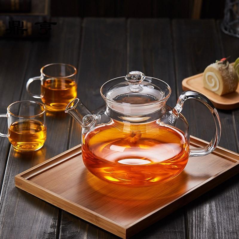 鼎亨 玻璃茶壶耐高温加厚花茶壶过滤水壶耐热玻璃茶具煮茶壶