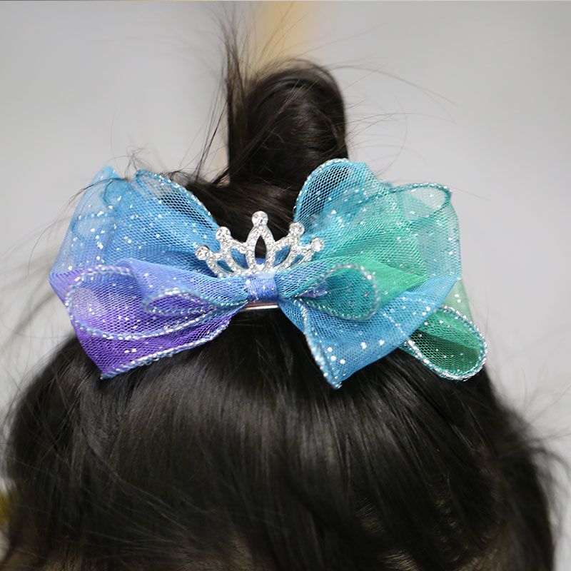 艾莎公主儿童发夹发饰头饰爱莎冰雪奇缘发卡蝴蝶结小女孩边夹边卡冰雪