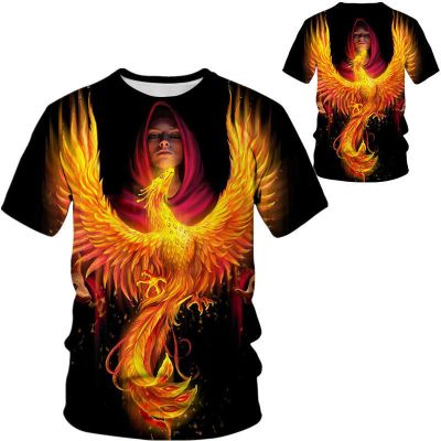 2021夏季爆款蓝色火凤凰飞翅3d印花短袖男生潮流个性t恤衫12图xs7080