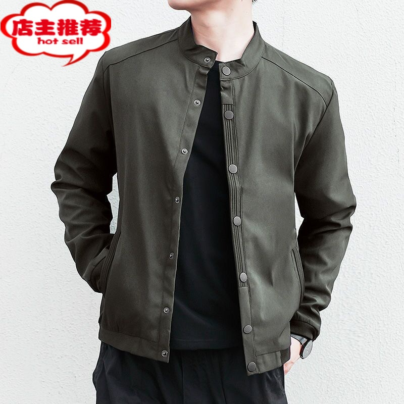 shanchao男士外套款立领夹克男士潮流外套男大码韩版休闲时尚上衣