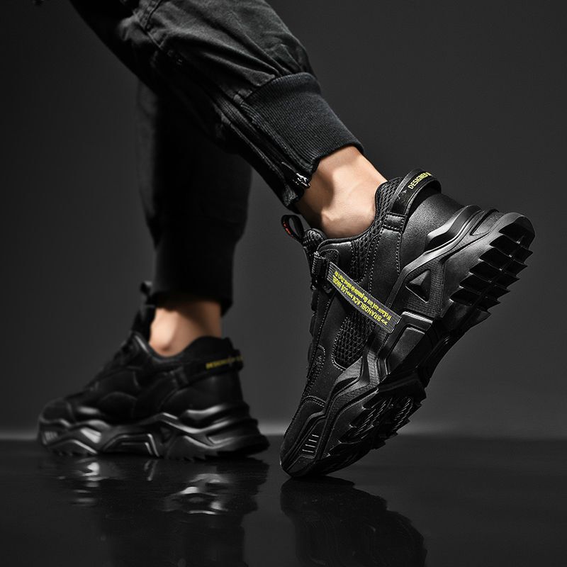 梵克公牛黑色鞋子男潮鞋百搭小黑鞋运动鞋ins潮流男鞋网红老爹鞋