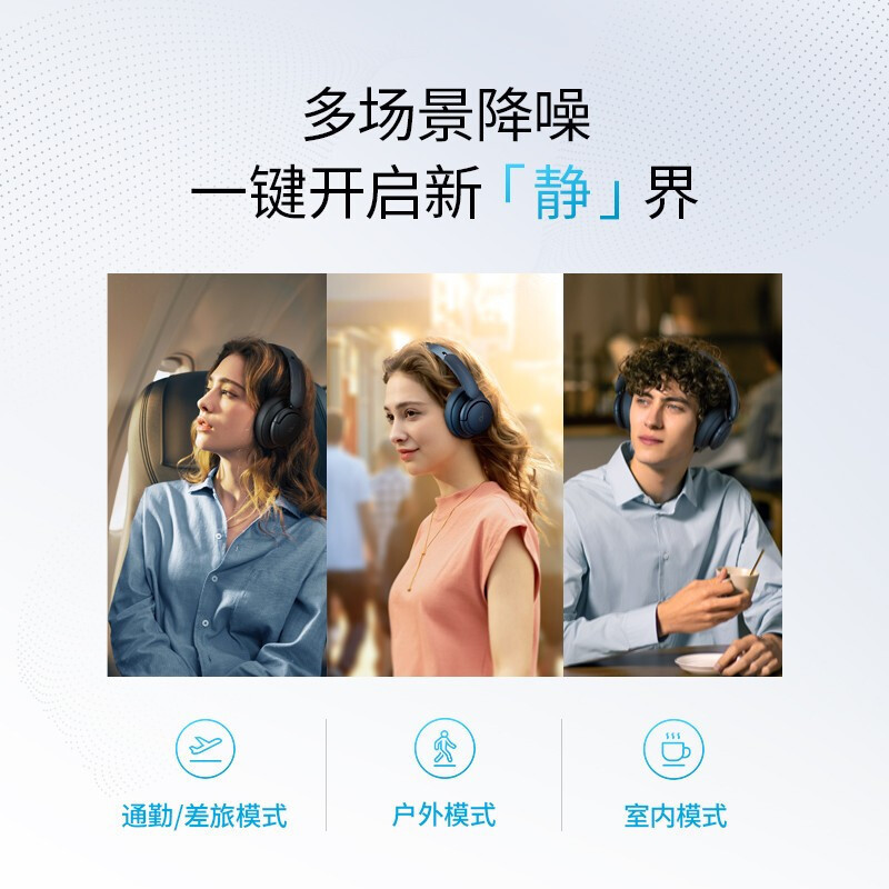 声阔 Soundcore Life Q35 声阔头戴式耳机无线蓝牙多模式双馈降噪长久续航主动降噪适用苹果/华为黑色