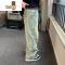 YANXUSMDSK EVDY美式高街水洗拉链宽松直筒牛仔裤男欧美复古休闲长裤