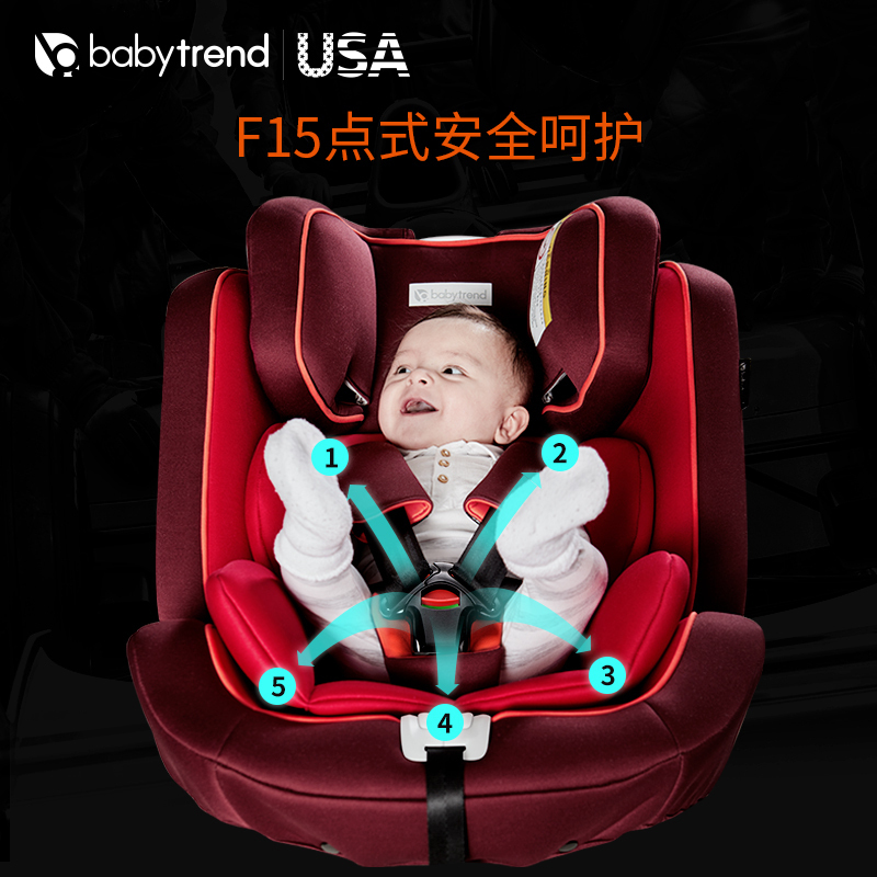 美国Babytrend钢骨架儿童汽车安全座椅婴儿宝宝车载安全座椅0-4-12岁isofix紫色