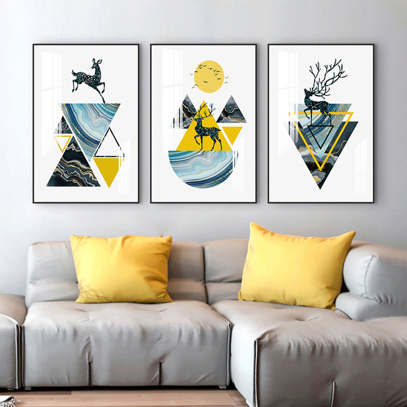 客厅装饰画现代简约ciaa轻奢挂画北欧沙发背景墙三联