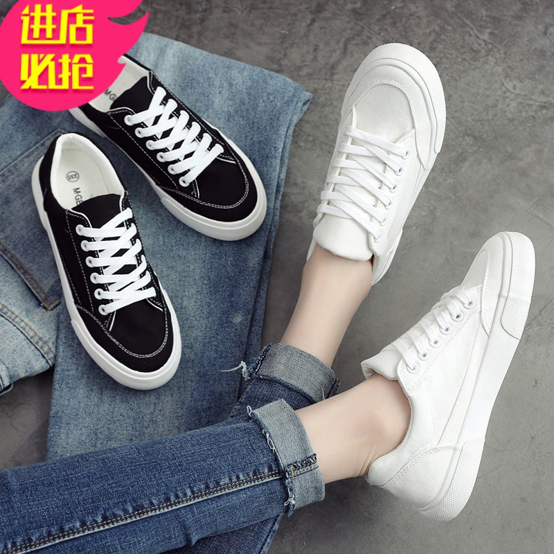 金三志新款帆布鞋女2020春季韩版小白潮鞋学生百搭布鞋平底休闲白色板鞋休闲鞋