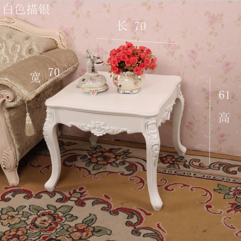 客厅简约家用角几美式方几小桌子欧式沙发边柜小方桌茶几边桌边几 849白色描银70*70
