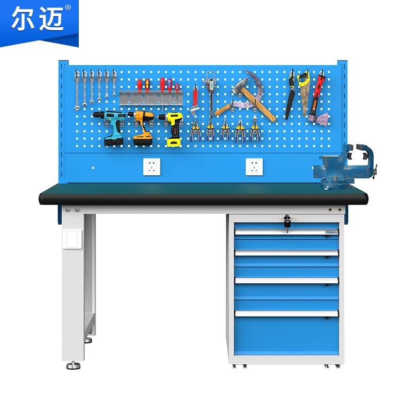 尔迈 重型钳工工作台防静电操作台工厂车间多功能维修工具台 1.2米 C款