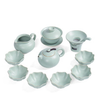瓷物语整套功夫茶壶茶杯汝窑茶具套装陶瓷中式复古家用(美人壶11头茶具套装)