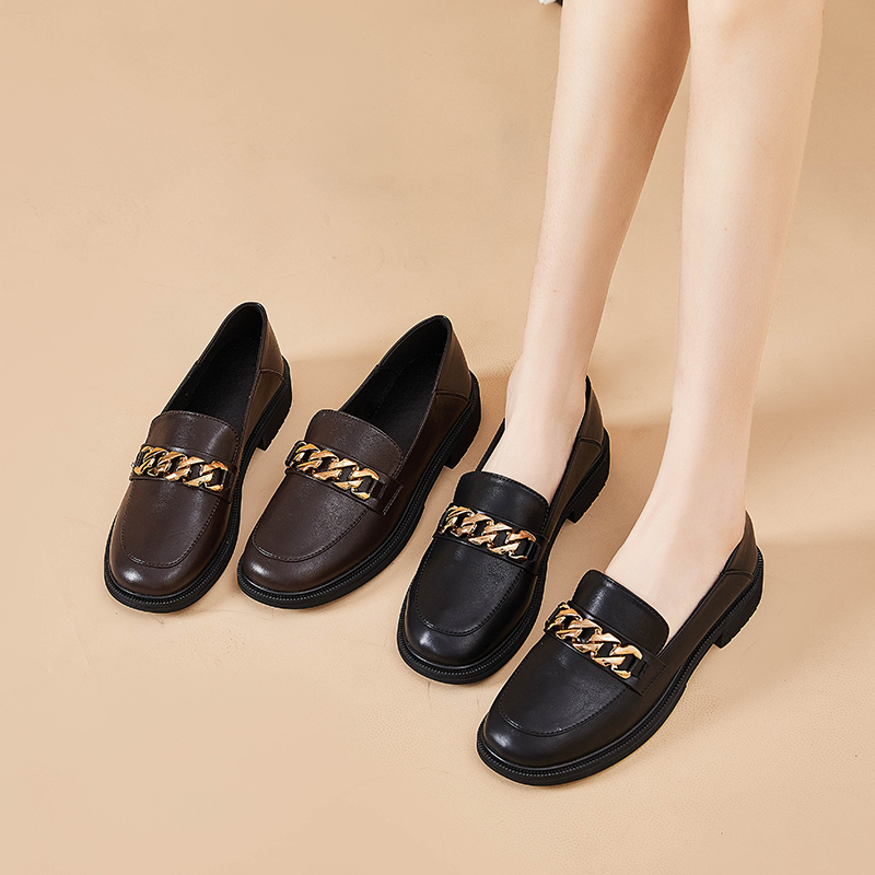 城新款平底乐福鞋女鞋软皮单鞋春秋季百搭一脚蹬英伦风小皮鞋平底单鞋