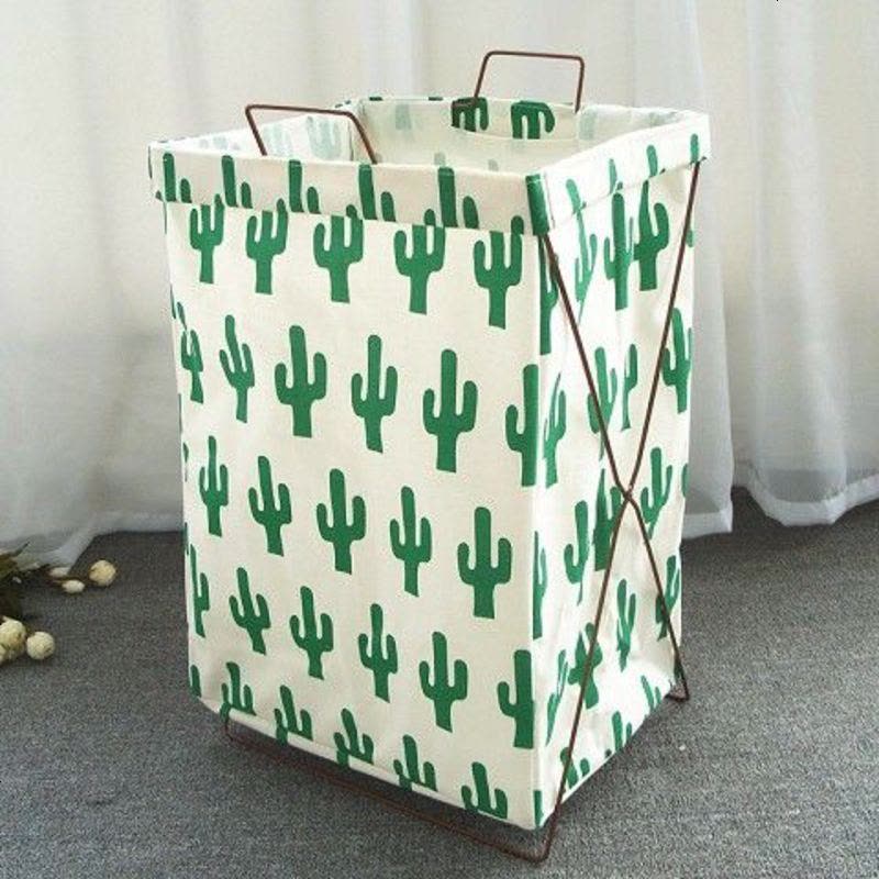 储物框搂少女风匡脏衣桶粗管脏衣服收纳筐篮球厕所毛巾喽脏铁艺折 北欧仙人掌38*28*55图片