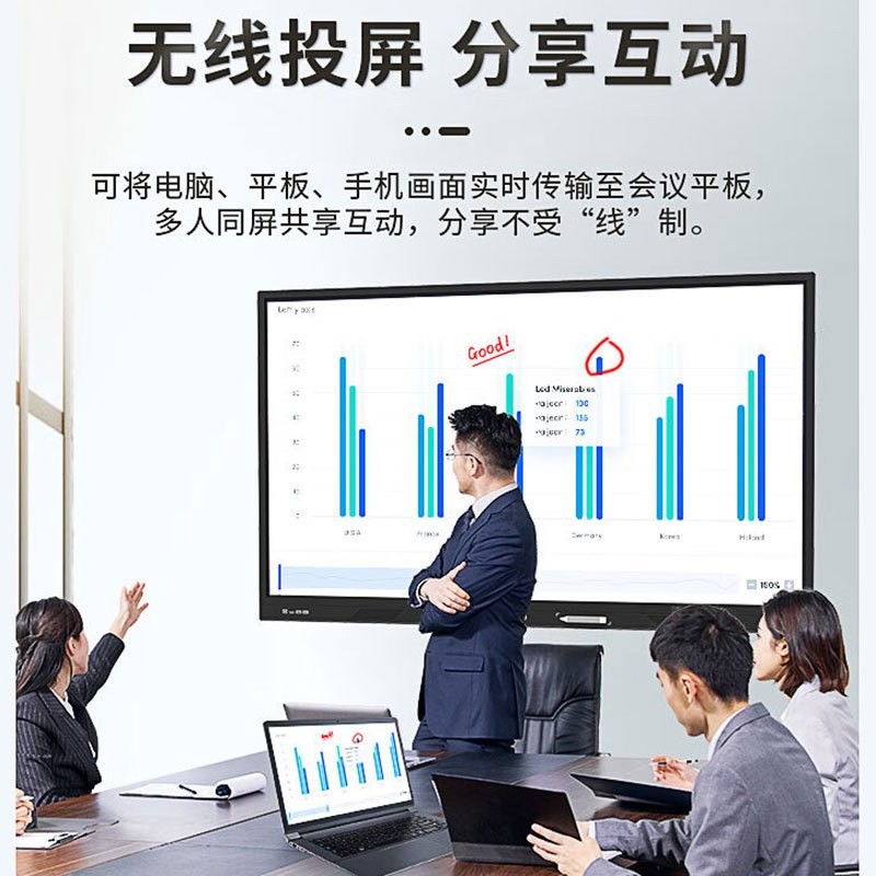 互视达/HUSHIDA CW-HYCM-98 光学式 壁挂式+支架式 单面 98英寸一体机高清大图
