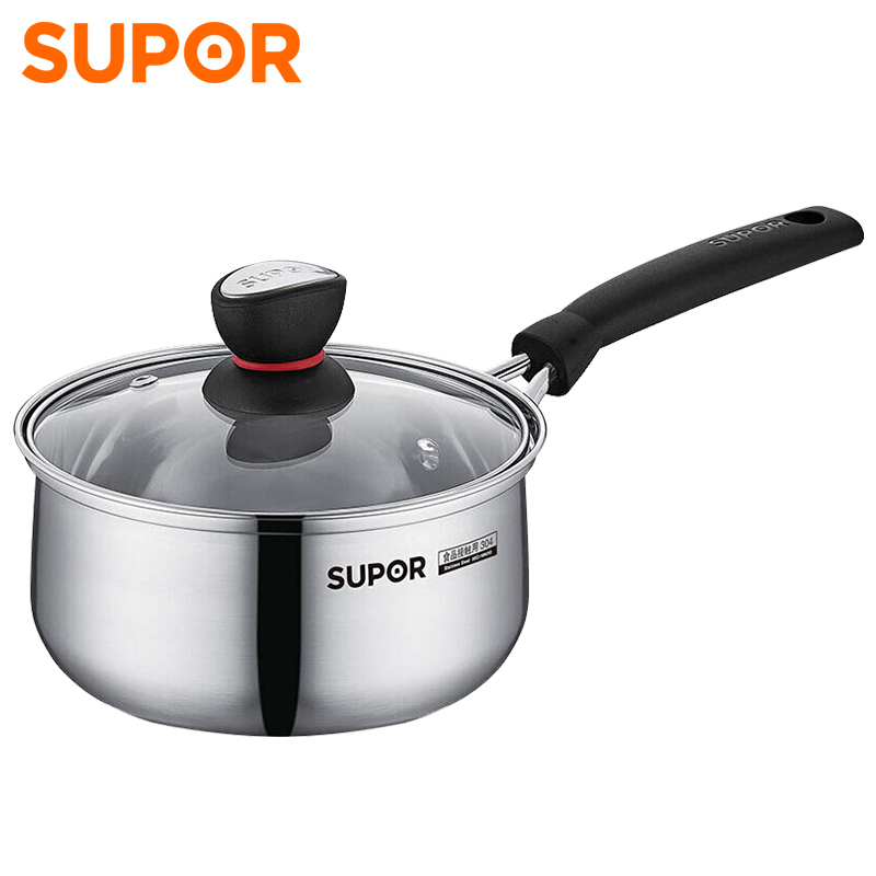 苏泊尔(SUPOR)时尚系列小红圈304不锈钢奶锅18cm电磁炉通用ST18H1