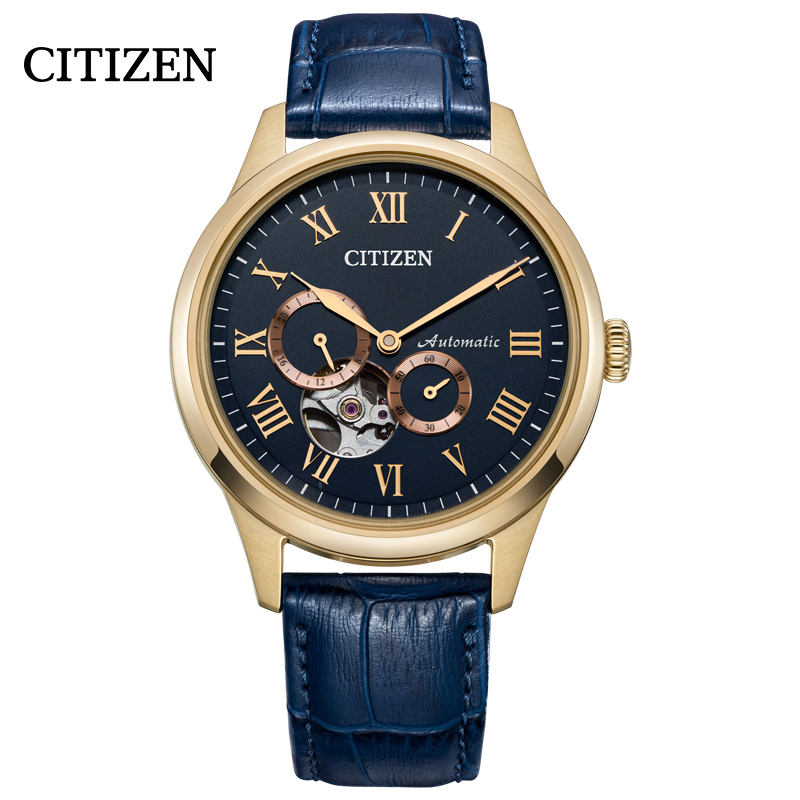 西铁城(CITIZEN)手表自动机械经典复古皮带玫瑰金表壳情侣男表NP1023-17L