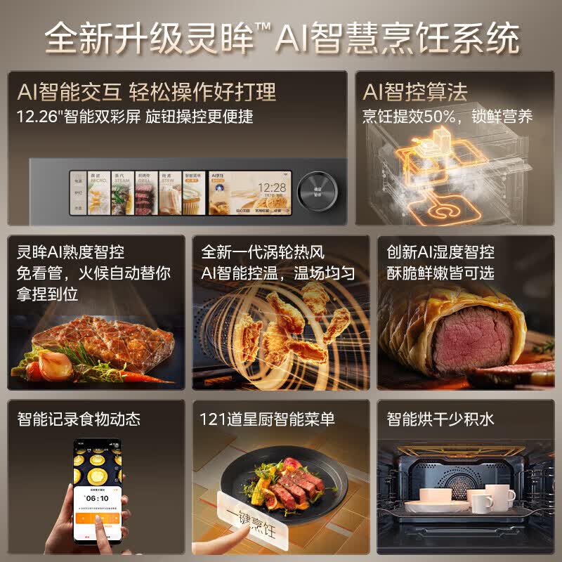 美的(Midea)知味感R6Pro 微蒸烤一体机嵌入式 灵眸变频微蒸烤炸炖五合一 55L大容量家用蒸烤箱 AI温湿智控高清大图