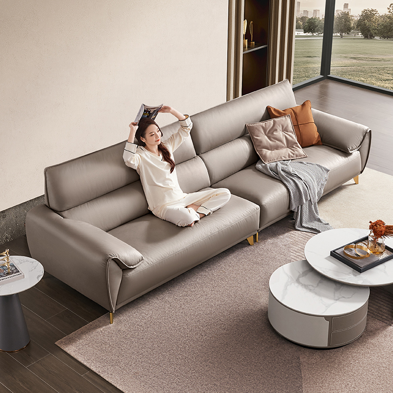 芝华仕意式轻奢科技布沙发简约极简客厅羽绒直排三人位布艺2071
