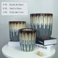 [款式一]货号:025 (单个装)送托盘 小 北欧风陶瓷花盆特大号阳台客厅落地绿植几何形虎皮兰创意花缸清仓