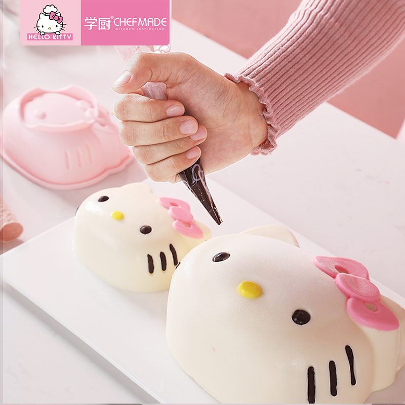 学厨 HELLO KITTY(凯蒂猫)正版授权 厨房工具 6寸硅胶布丁慕斯蛋糕 蒸米糕 戚风模 雪糕模具 KT7045