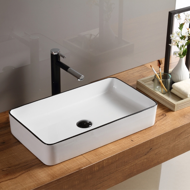 北欧黑色圆方形陶瓷洗手盆池小号家用洗脸盆卫生间台上盆阳台面盆