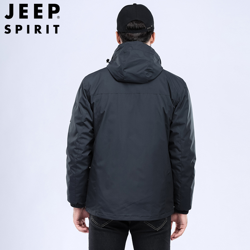 JEEP SPIRIT吉普男士夹克冲锋外套男女情侣款户外防寒服装加厚防风冬装衣服