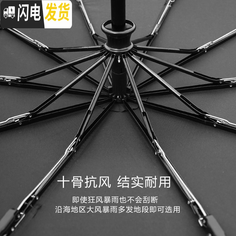 三维工匠全自动雨伞折叠自开收大号加大双人三人防风黑色男加固自动收缩男高清大图