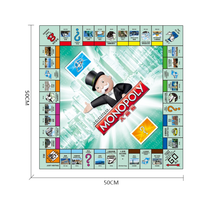 正版乐星大富翁游戏棋世界之旅 儿童豪华地产银行成人桌游强手棋 加厚可折叠棋盘【中国版】前20名送UNO卡牌高清大图