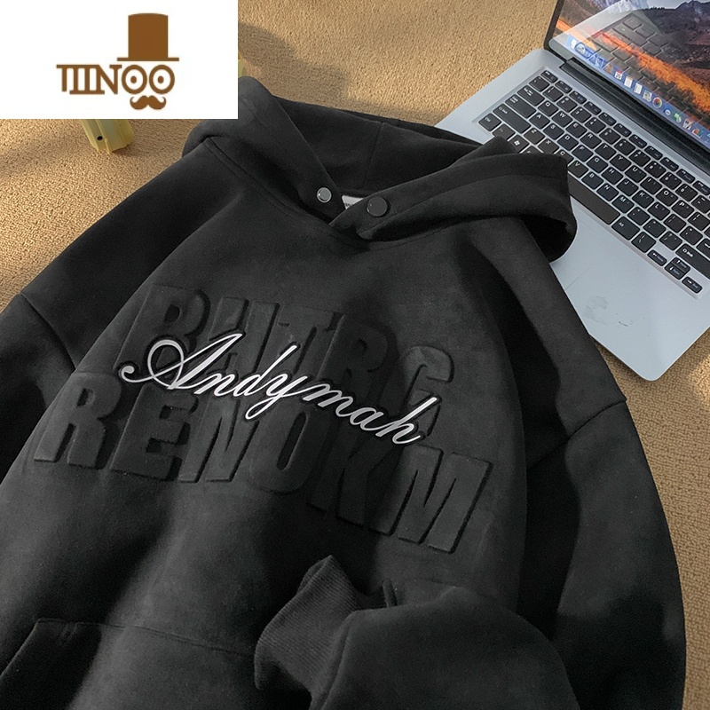 YANXU卫衣男士宽松连帽外套美式潮牌情侣男生绒上衣长袖高清大图