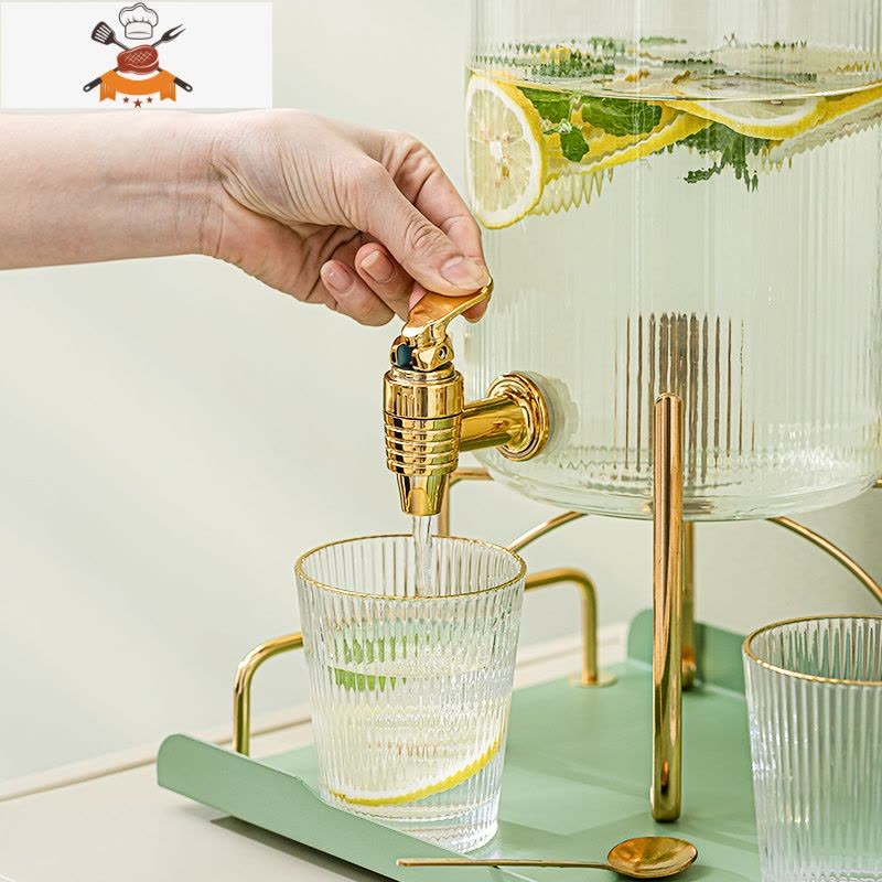 冷水壶带龙头家用大容量凉水壶可高温玻璃可乐桶柠檬茶饮料果汁桶 敬平图片