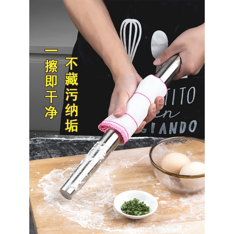 不锈钢擀面杖304实心家用小号烘焙不粘长面杆饺子皮专用 敬平 SUS304不锈钢空心32cm高清大图