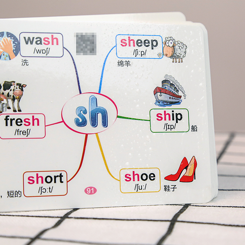 英语单词卡600词abc自然拼读版带音标注解小学生6-12岁英语单词书籍