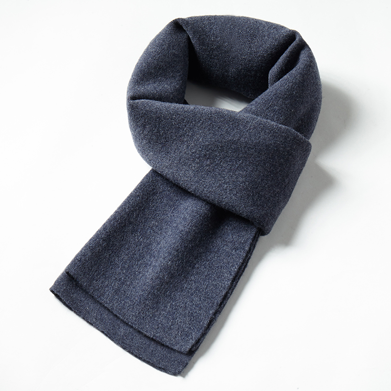 恒源祥男士纯羊毛围巾男冬季高档保暖加厚格子潮新款男友生日礼物 深灰色-纯羊毛