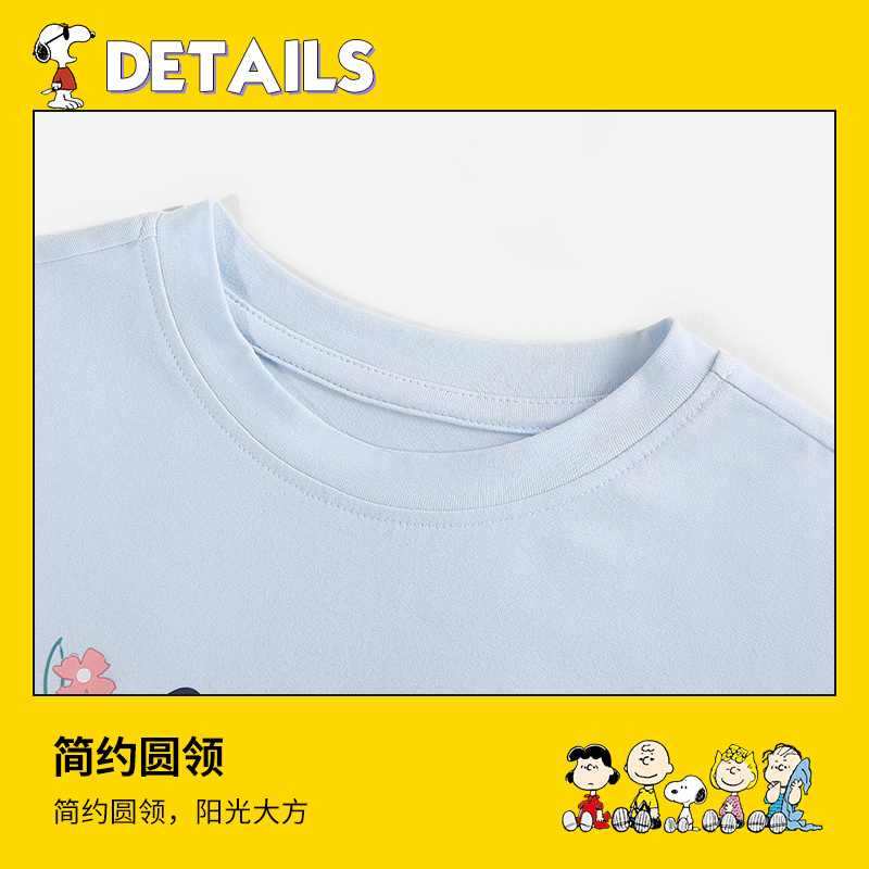 史努比童装女童短袖短裤套装夏季新款小女孩短袖t恤两件套