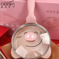 迪迪尼卡(Didinika)金猪侠宝宝辅食锅婴儿奶锅16cm小锅平底汤锅麦饭石不粘锅煮泡面热牛奶锅