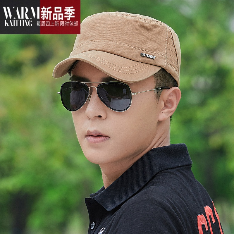 shanchao平顶帽男士夏季遮阳帽鸭舌帽休闲潮百搭帽子男棒球帽平顶男款