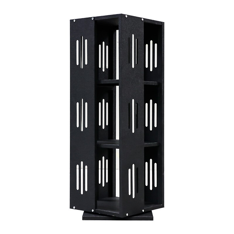 创世人 钢制旋转书架金属绿色环保无甲醛360度铁艺小书架钢制书柜落地家用转角置物架3层高清大图