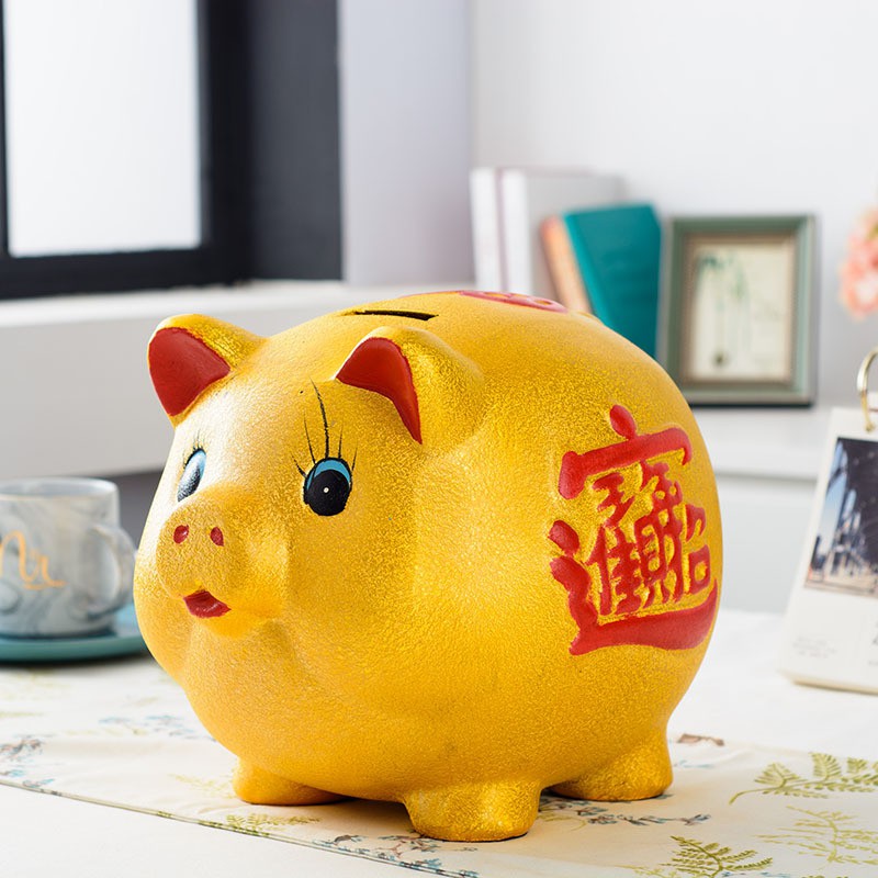 金猪存钱罐只进不出网红有趣的大容量儿童储蓄箱成人陶瓷简约可爱 三维工匠 金猪6寸(约14厘米)储蓄罐高清大图
